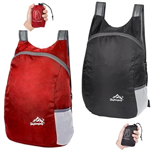 Feibmir 2 Ultraleichte faltbare Rucksäcke,Wasserabweisende Wander-Tagesrucksäcke,Packbare Rucksäcke für Herren Damen Kinder Reisen Outdoor Camping Klettern Radfahren Wandern