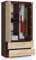 BDW Kleiderschränk 2 Türen, 4 Einlegeböden, Kleiderständer, 2 Schubladen, Mehrzweckschrank, Schubladenschrank, Garderobenschrank für Schlafzimmer, Wohnräume, 180x90x51cm, Venga/Eiche Sonoma
