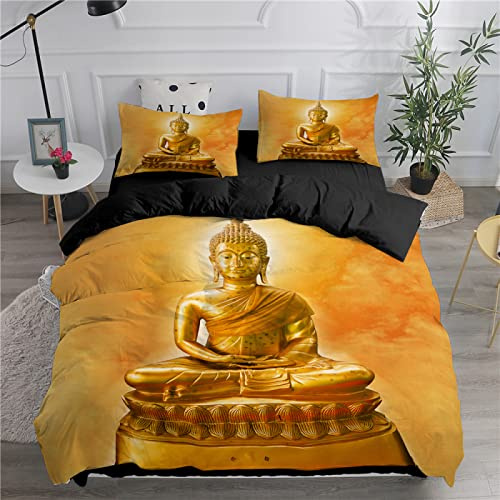 YYZBS BettwäSche 155x220 orangefarbener Alter Buddha Bequemer Mikrofaser-Bettbezug Mit ReißVerschluss，Pflegeleicht Bettbezug 155x220 Und 2 Kopfkissenbezug 80x80，Geeignet FüR Erwachsene Und Kinder