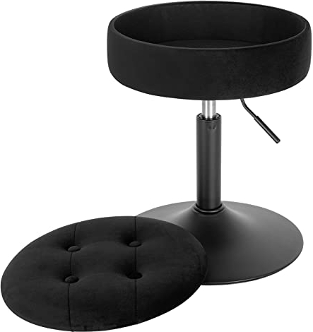 WOLTU Verstellbarer Sitzhocker Stuhl, Arbeitshocker Bürohocker Hocker mit Stauraum, niedriger Barhocker aus Samt für Kneipe Esszimmer, Schwarz, 49,5-65 cm, BH329sz-1