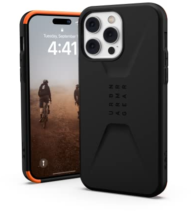 URBAN ARMOR GEAR UAG Designed for iPhone 14 Pro Max Case Black 6.7 Civilian Sleek Ultra Thin Slim Impact Resistant Dropproof Protective Cover Compatible with Wireless Charging