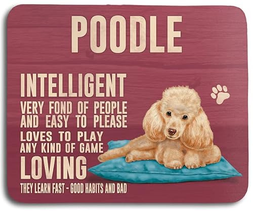 The Original Metal Sign Mouse Mat - Dog Characteristics: Poodle, Apricot