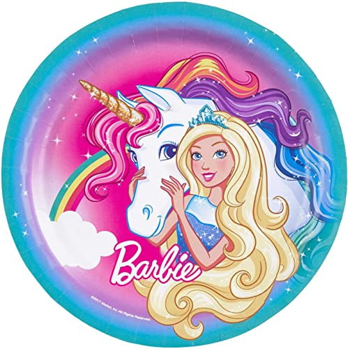 amscan Barbie Dreamtopia Piatti di carta per cena, 23 cm, 8 pezzi