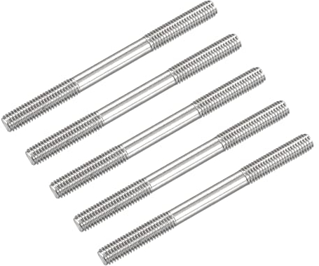 METALLIXITY Double Terminal Goujon Vis (M8 Filetage 90mm Longueur) 5Pcs 304 Inox Acier Double Fileté Barre Boulons - pour Maison Entretien