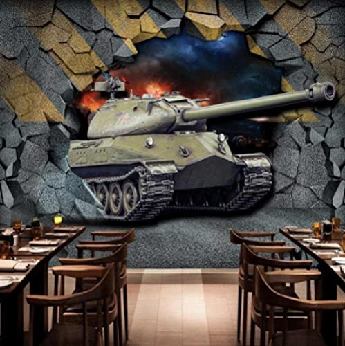 Moderne Kreative 3D Wandtapete Fototapete, Panzer-Militär-Fan Abnehmbare Fototapete | Selbstklebende Große Tapete Für Jungen, Mädchen, Schlafzimmer, Wohnzimmer, Tv-Hintergrund, Dekor 140(B) x70(H) cm