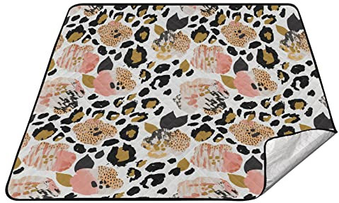 Leichte Parkdecke, gepolsterte Picknickdecke mit Stauraum für Reisen, Blumenmuster, Zebra