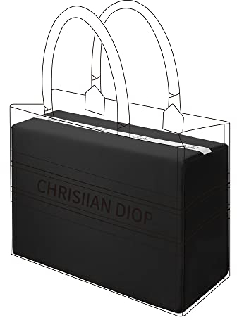 DGAZ Taschenformer Einsatz, Tasche Shaper Einsatz für Dior Book Tote Mini/S/M/L, Satin Tascheneinsatz für Damen Handtasche (Schwarz, Medium)