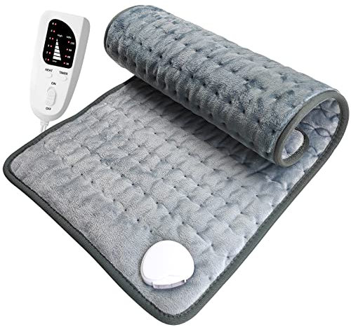 DIZA100 Heating Pad with Auto Shut Off, Fast Heating Technology, Machine Washable,Soft Flannel Safe Electric Heat Pad for Body Relaxation (Dark Grey+Silver Grey Flannel)