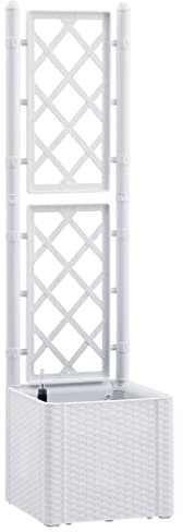 Annlera Jardinière avec Treillis 43x43x142 cm Blanc Jardiniere Treillis Jardin Treillis pour Plantes Grimpantes Jardiniere Exterieur Grande Taille Jardinière avec Treillis