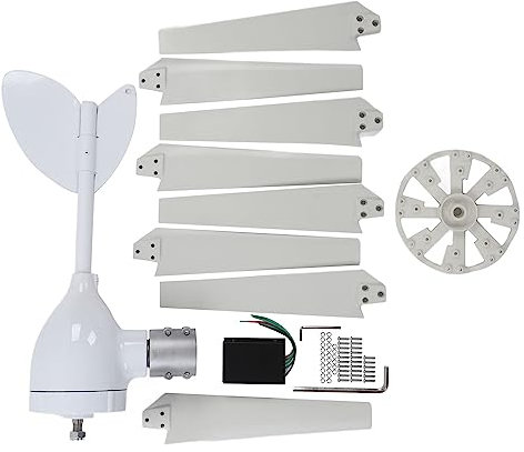 Kit de Aerogenerador de Turbina Eólica de 500 W con Controlador MPPT de 8 Aspas para Sistema de Generación de Energía Solar (12V)