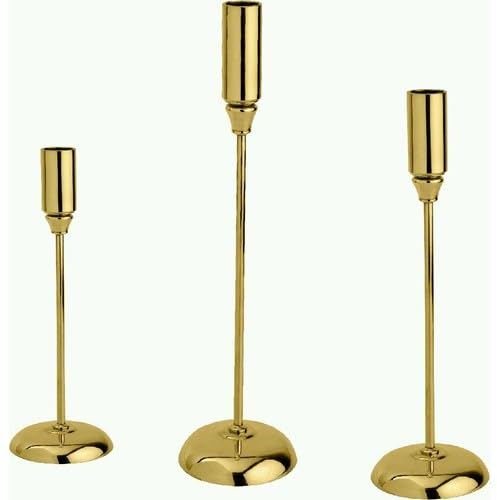 100% Messing ANTIK Kerzenständer Kerzenleuchter EinFlammig Gold 15cm Massiv Kandelaber Gedeckte Tisch Tischleuchter Armleuchter 2128 (15 cm)