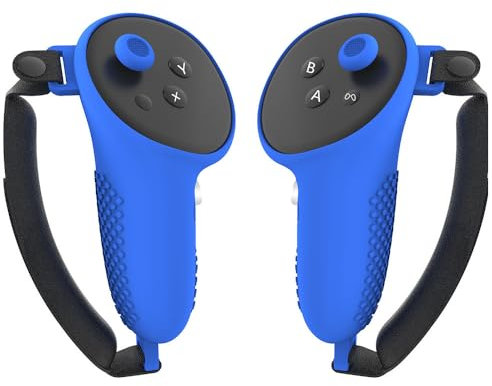 Controller-Griffe, Abdeckung für Meta Quest 3, Silikon-Griffabdeckung für Meta Quest 3, Zubehör, Anti-Wurf-Griff, Schutzhülle mit verstellbarer Handschlaufe (blau)