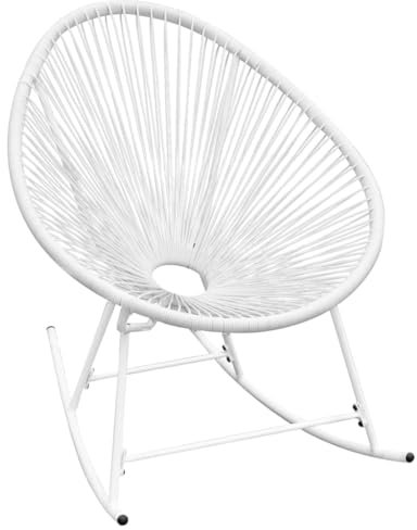 RAUGAJ Outdoor-Möbel-Outdoor-Schaukelstuhl Weiß Poly Rattan-Möbel