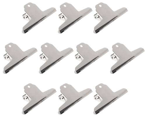 Qualsen Klammern Metall 75MM Silbrig Klammern Für Tüten Bulldogge Büroklammern Metallklammern Klemmen Für Etiketten Bilder Dokumente Fotos (10PACK)