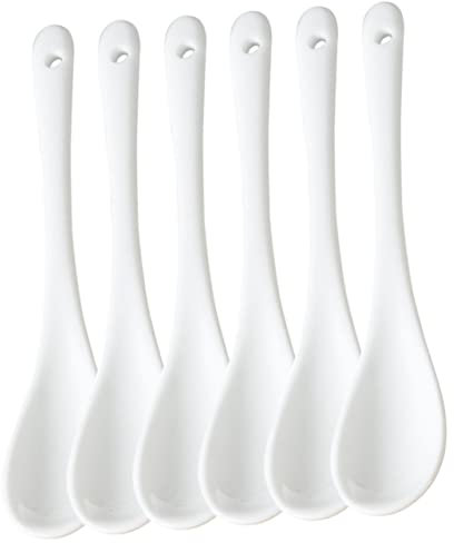 Zerodeko 6 Piezas cuchara de cerámica cucharas de mezcla de barra beber cucharas agitadores de cafe cucharillas para bar cuchara para mezclar fiestas familiar postre