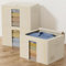 GoMaihe 3 Stück Aufbewahrungstasche mit Metallrahmen 198L - Stapelbare Aufbewahrungstasche für Bettdecken Kleidung - Faltbare Kleideraufbewahrung Box Abstellraum Kleiderschrank Organizer (Beige,66L)