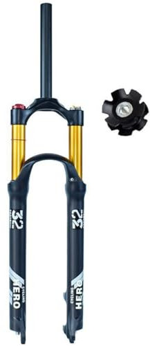 26 27.5 29 Ultra-léger Fourche Suspension Air VTT XC AM Vélo Montagne Fourches Avant Voyage 120mm QR 9mm 1 1/8 Droit Absorbant Les Chocs Verrouillage (Color : Gold Manual, Size : 27.5inch)