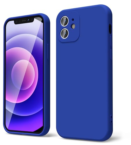 oakxco für iPhone 12 Mini Hülle Silikon Case mit Kameraschutz, Ultra Dünn Bunt Handyhülle Mädchen, Einfarbig Handy Hülle Slim Schutzhülle, Matt TPU Weich Gummi Glatt Silikonhülle Bumper, Blau