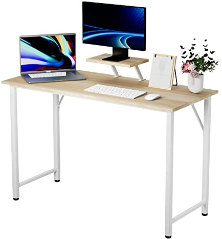 nwixbqoqn Bureau d'ordinateur Informatique 100x50x75cm, Table de Bureau avec Support d'écran, Bureau d'Écriture, Cadre en Métal pour Travailler Etudier Jouer Chambre Domicile, Bois, Jaune