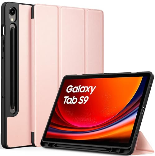 EasyAcc Funda Compatible con Samsung Galaxy Tab S9 FE/S9 2023 11 Pulgadas, Función de Soporte, SM-X710 (Wi-Fi)/SM-X716B (5G Global)/SM-X718U,Oro Rosa