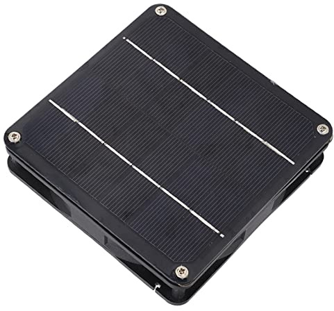 Jectse Solar Panel Fan Kit, Solar Exhaust Fan Easy Installation Energy Saving Portable Monocrystalline Silicon Multipurpose for Pet House for Outdoor (Black)