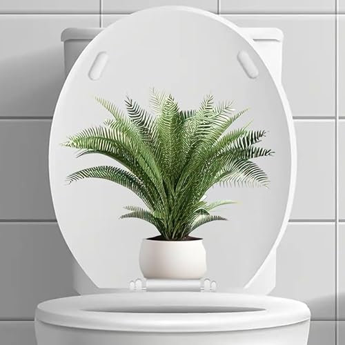 Autocollant mural imperméable pour abattant de WC avec plantes vertes en pot, poisson, oiseau, fleur, feuille