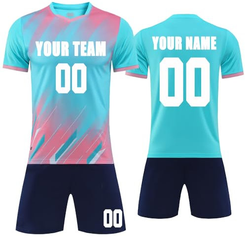 MEDUOLA Maillots et Ensembles de Football Personnalisés Maillots de Football Personnalisés avec Nom et Numéro T-Shirt de Football Personnalisés pour Adultes et Enfants (Bleu Lac 926)