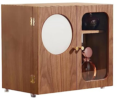 Make-up-Box Make-up-Organizer aus Holz, Schmuckschrank, großes Fassungsvermögen, Kosmetik-Aufbewahrungsständer mit Spiegel und Schubladen, Schmuck-Organizer mit Haken, for Schlafzimmer, Schminktisch,