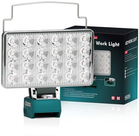 Cordless Work Light Suitable for Makita 18V Battery Emergency Lighting USB&Type-C Charging Port 2 Lighting Modes Camping Light Emergency Lighting [Batteries not Included] (MT24D)