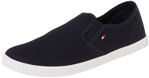 Tommy Hilfiger Sneaker Tipo mocasín Mujer Canvas Slip-On sin Cordones, Azul (Space Blue), 39