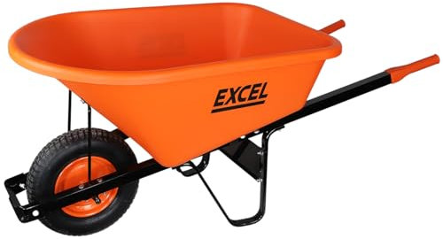 Excel Wheelbarrow Cart Trolley Heavy Duty 120L Wheelbarrow HDPE Plastic Tray with 250 kg load capacity & Durable & Strong Wheel, Wheelbarrows, Wheel Barrow, Heavy duty wheelbarrow, large wheel barrow