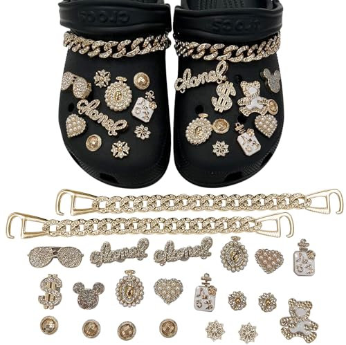DKDDSSS 22 PCS Doré Charms de Chaussure, Accessoires de Fleur de Chaussure en Strass, Décorations de Chaussures de Bricolage, pour Adultes, Femmes et Filles, Bricolage
