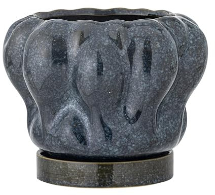 Bloomingville Hollis Blumentopf mit Untertasse, Blue, Steingut, T20xH16,5 cm