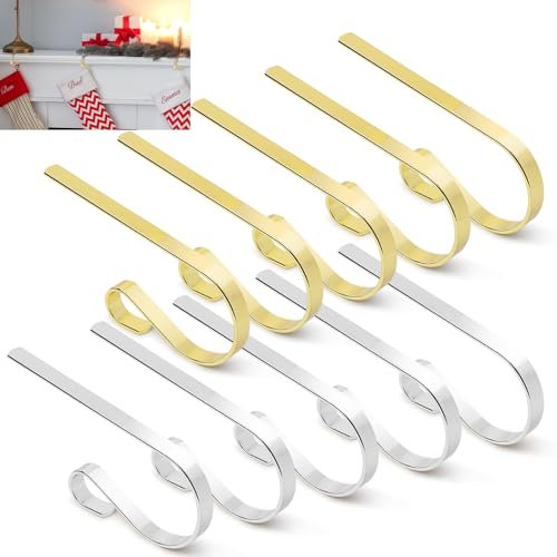 Incycall Weihnachtsstrumpf Halter Set – 10er Set (5x Gold & 5x Silber) mit Nanokleber, robuster Metall Weihnachtsstrumpf Halter für Kaminsocken Weihnachten, ideal für festliche Dekoration liefert