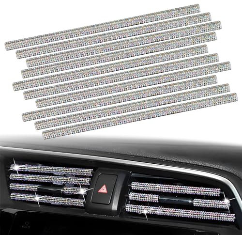 VBGURR 10 Stück Bling Lüftungsgitter Innenausstattung Streifen Moden Autozubehör Innenraum-für Alle gekrümmten Lüftungsschlitze Generisch Autozubehör Innenraum Deko Farbige Diamenten Deko Auto Innenra