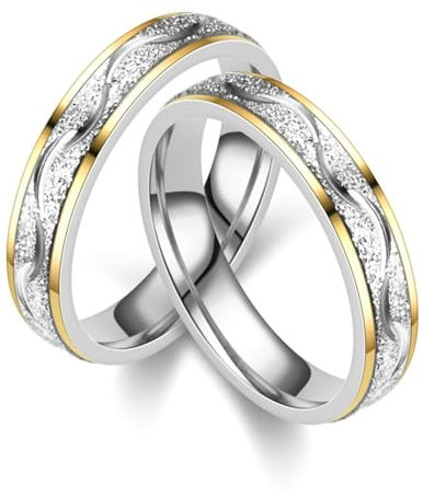 Bishilin Eheringe Edelstahl 4MM, Paar Ringe Set Unendlichkeit Matt Trauringe Verlobung Ringe Hochzeit Damen Gr.51 (16.2) & Herren Gr.60 (19.1)