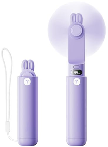 Bearwind Ventilatore Portatile USB Ricaricabile con Alimentazione Backup - Mini Ventilatore a Mano che Ricarica il Cellulare, Design Compatto per Viaggi, Emergenze e Trucco