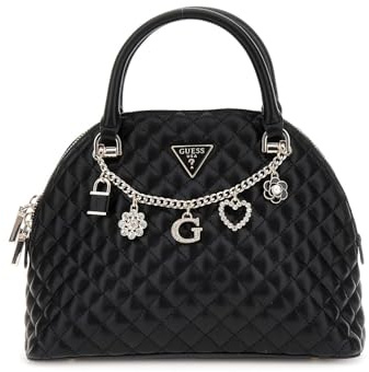 GUESS Damen Everlee Dome Satchel, Schwarz