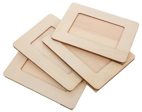 HAPINARY Unfertiges Holzbild 4 Stück 5 X 5 Zoll Für Kreatives Basteln Für Kinder