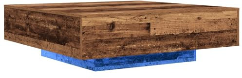 vidaXL Couchtisch mit LED-Leuchten Altholz 100x100x31 cm