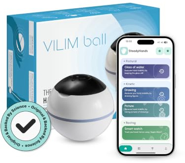 VILIM ball AI-Powered Vibration Therapy Ball – for Essential Tremor & Parkinson’s | Personalized Tremor Relief | Hand Therapy Ball | Scientifically Backed, Portable & Rechargeable