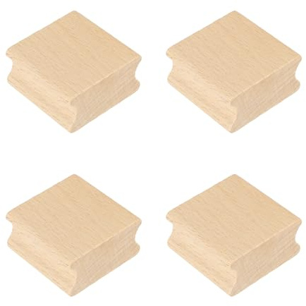 PATIKIL 40x40mm Wooden Stamp Block, 4 Pcs Blank Rubber Stamp Mounts Wooden Rubber Beech Hard Wood Blocks for Making DIY Crafting, Wood Color