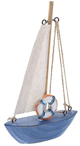 Angoily Wooden Sailing Ship Model Sailboat Decoration for Office Tabletop Decor Mediterranean Beach Style Nautical Decor