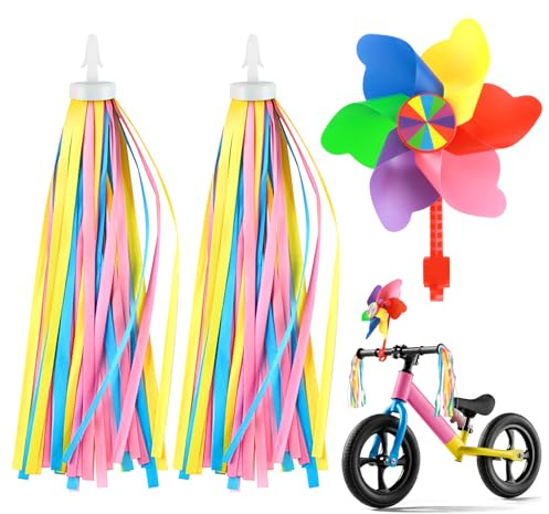 YiliYa 1 Paar Lenker Quasten mit Fahrrad-Windrad-Dekoration Kinder Fahrrad