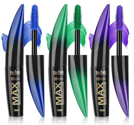 MKNZOME Mascara Colorato, 3 Colori Mascara Colorati Blu Verde Viola, Volumizzante e Allungante Waterproof, Lunga Tenuta, Natural Eye Makeup
