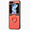 Sawiqpd for Samsung Galaxy Z Flip 7 Phone Case, Ultra-Thin Shockproof Cover with Kickstand Ring Holder Lightweight Folding Protective Case for Samsung Galaxy Z Flip 7 5G 2025, Orange