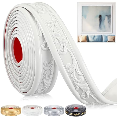 Sacubee 1 Pack White Peel and Stick Crown Molding, 13.1 ft X 1.8