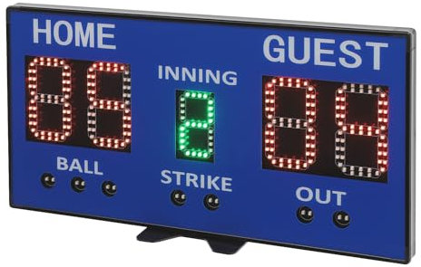 DJOAIUYF LED Digitalanzeige,Anzeigetafel,Elektronische Baseball Fünfziffern-Anzeigetafel mit Fernbedienung,5 Stufen Helligkeitsanpassung,0-99 Punkte,48 * 25 * 2,5 cm (Blau)