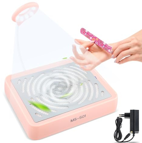Nagelstaubsauger mit starker Absaugung & USB-Lampe, geräuscharm & leistungsstark, Profi Staubabsaugung für Nagelstudio & Zuhause, Staubsammler Nägel