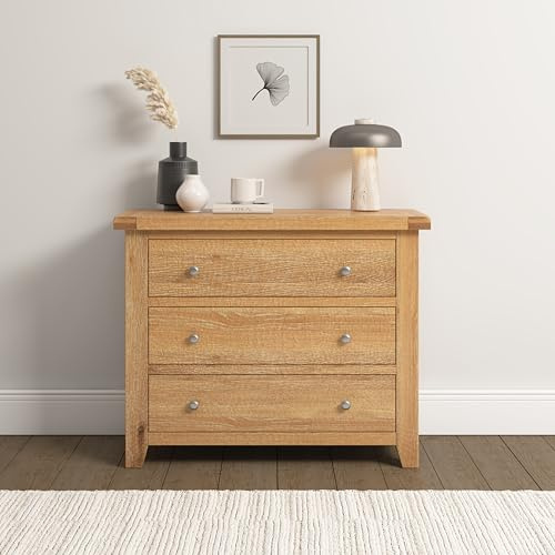 Seconique Windsor Fully Assembed 3 Drawer Chest in Natural Oak